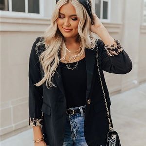 Black Blazer w/ leopard detail